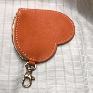 Portland Leather Goods Heart Zipper Pouch. Creamy Orange color